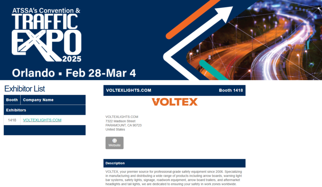 VOLTEX exhibition attending confirmation at ATSSA