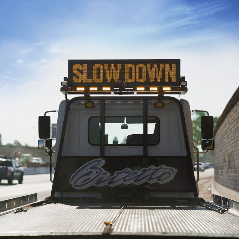 VMS board on tow truck