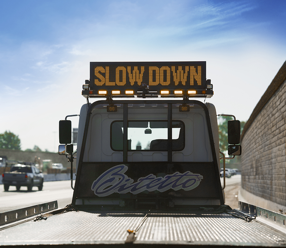 VMS board on tow truck